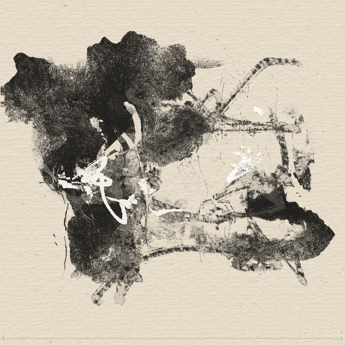 抽象墨水 #001 — 8 筆觸 4 Flow 的冷暖交織