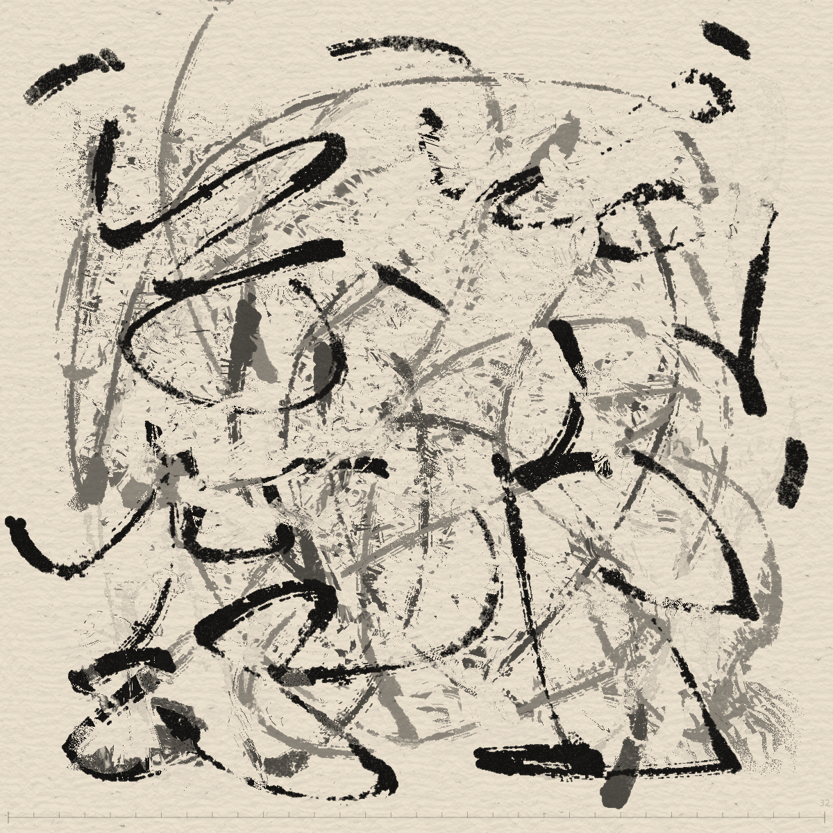 抽象墨水 #004 — 32 筆觸 5 Flow 的色彩爆發